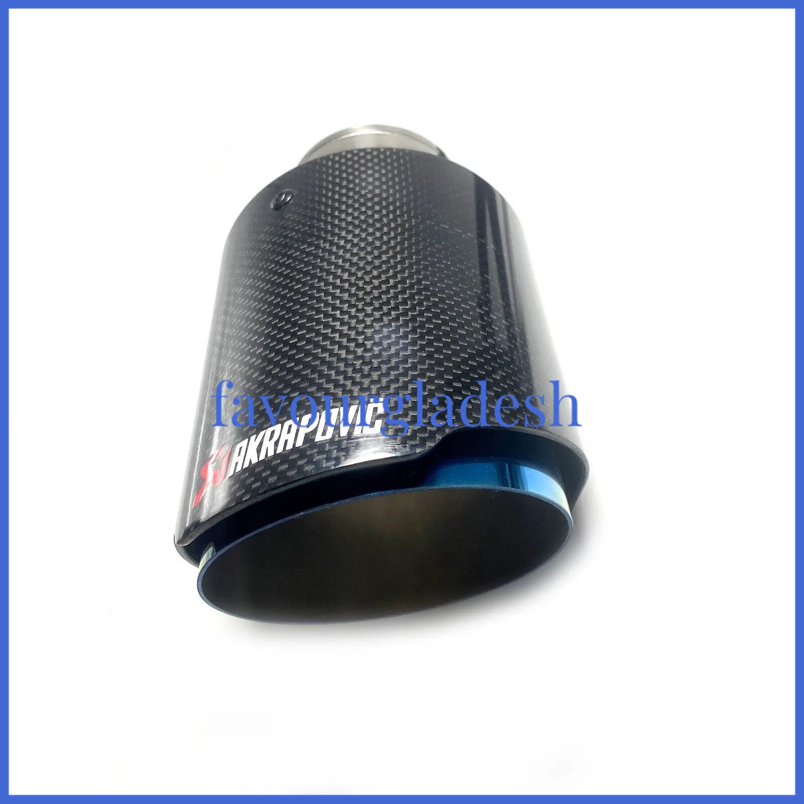 1X 3.0 76mm  3.589mm Akrapovic Glossy Carbon Fiber Exhaust tip Blue End pipe