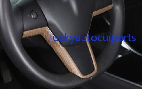 Fit For Auto for Tesla Model 3 Y 2017-22 Wood Grain Steering Wheel Strip Cover Trim