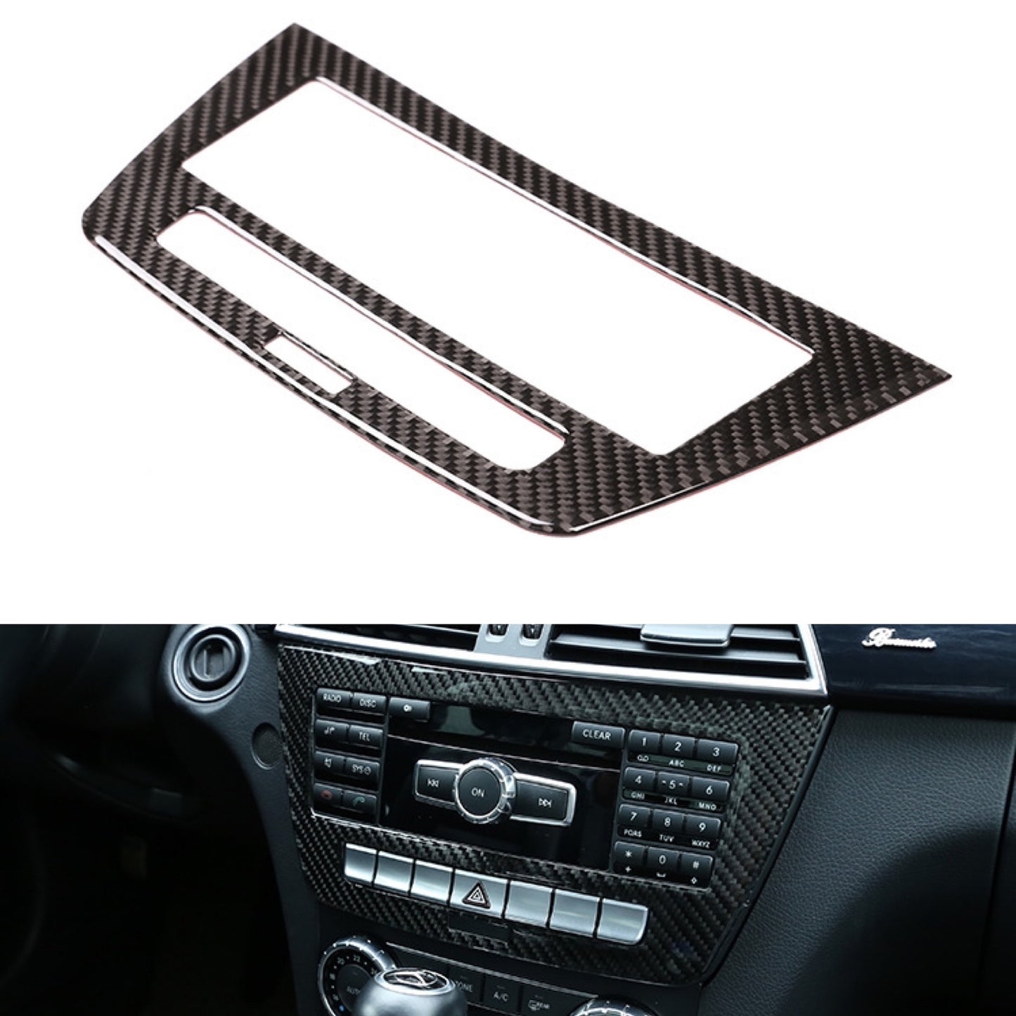 Carbon Fiber Imultimedia Navigation Panel Cover Fit for Mercedes C Class W204