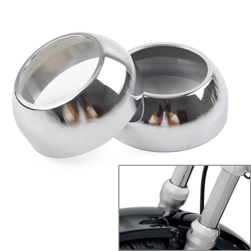 2pcs Front Fork Boot Cap Covers 39mm Chrome for Harley Sportster Dyna FXR FXD
