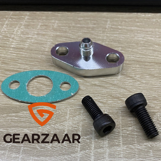 Turbo Oil Feed Inlet Flange w/ Gasket 4-AN Adapter Kit For AN4 T3 T3 T04 T4