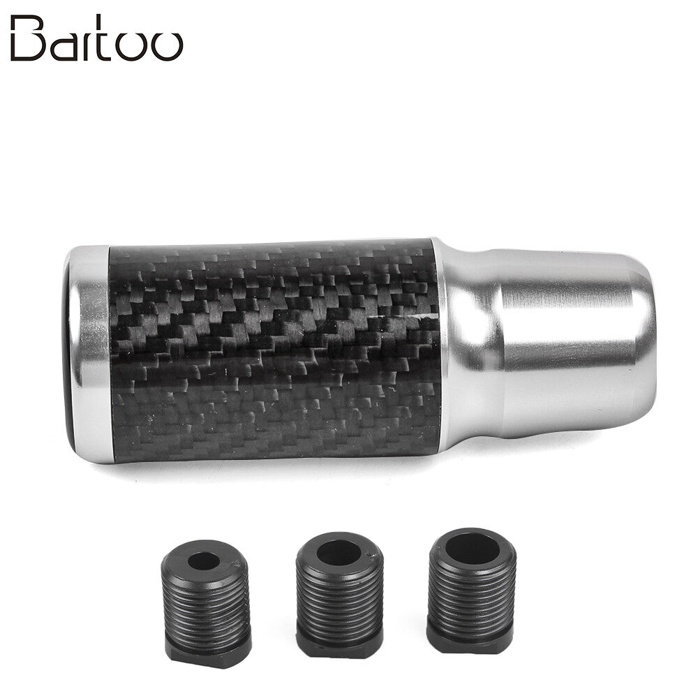 Carbon Fiber Auto Manual Gear Lever Car Shift Knob Universal 5 Speed Silver
