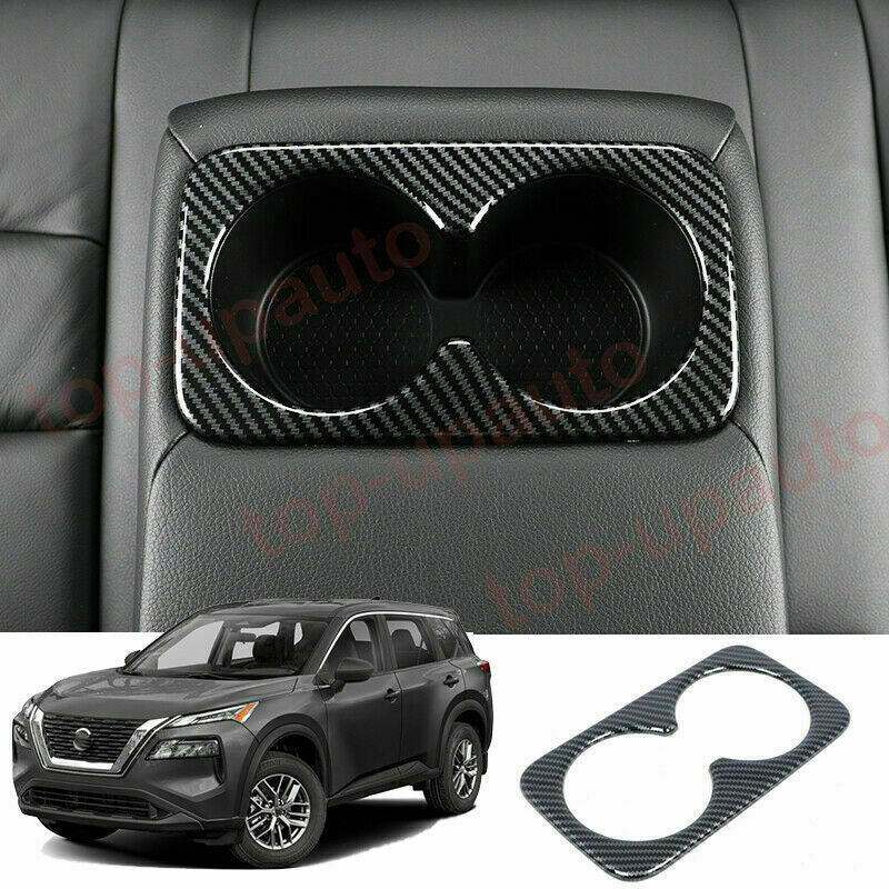 for Nissan Rogue 2021-2022 ABS Carbon Fiber Rear Armrest Cup Holder Panel Trim