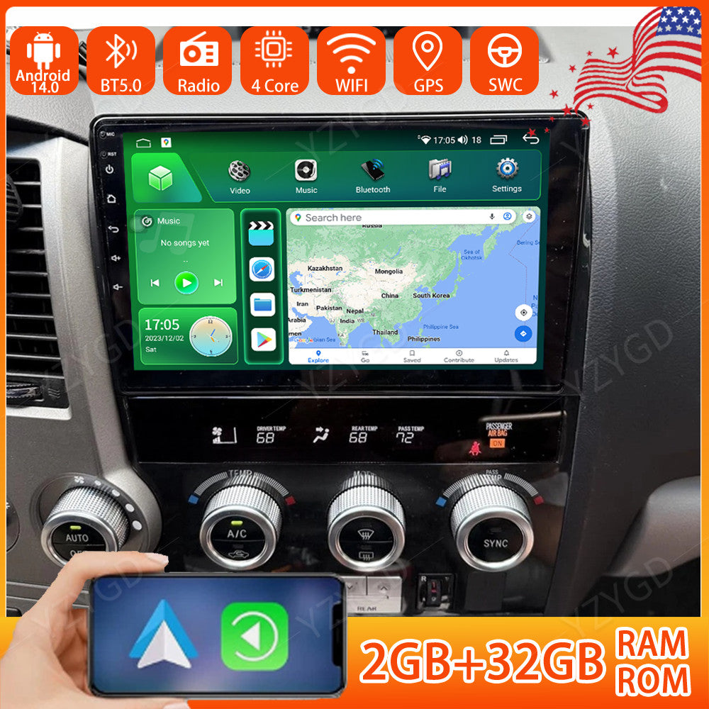 Android Carplay Car Radio GPS Navi Stereo Screen BT for Toyota Sequoia 2008-2018