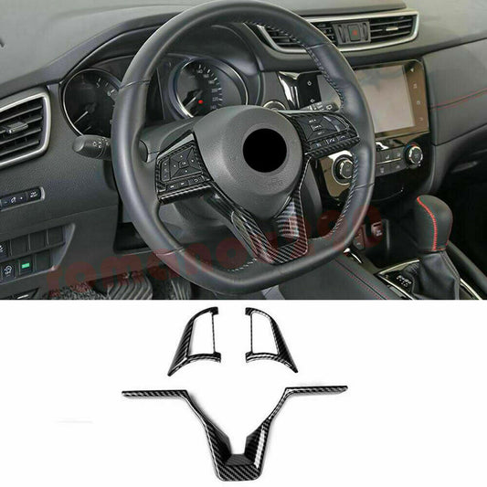 3X for Nissan Sentra 2020-2022 Carbon Fiber ABS Steering Wheel Frame Cover Trim