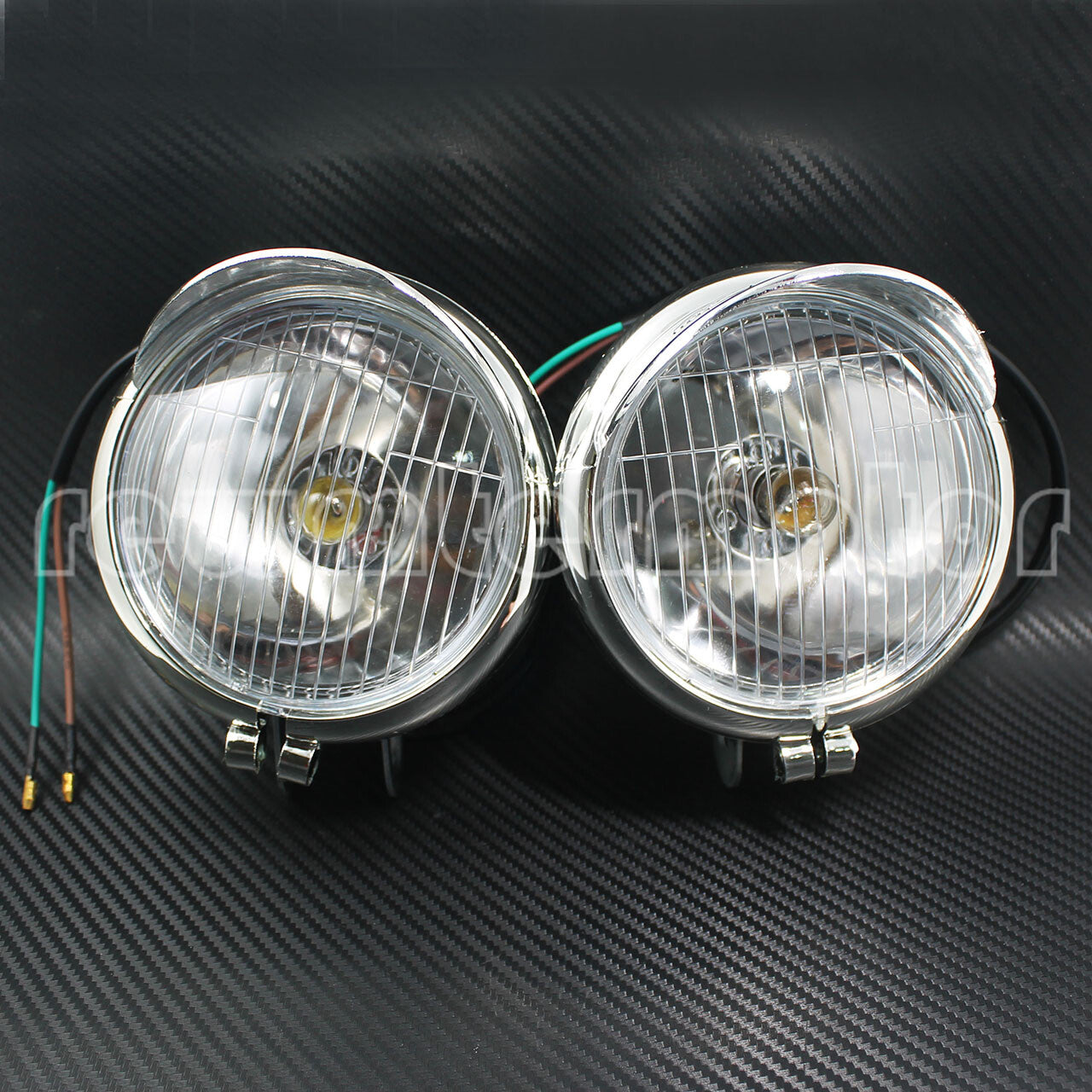 2x Fog Light Lamp Headlight Visor Motorcycle Universal Chrome ABS Plastic