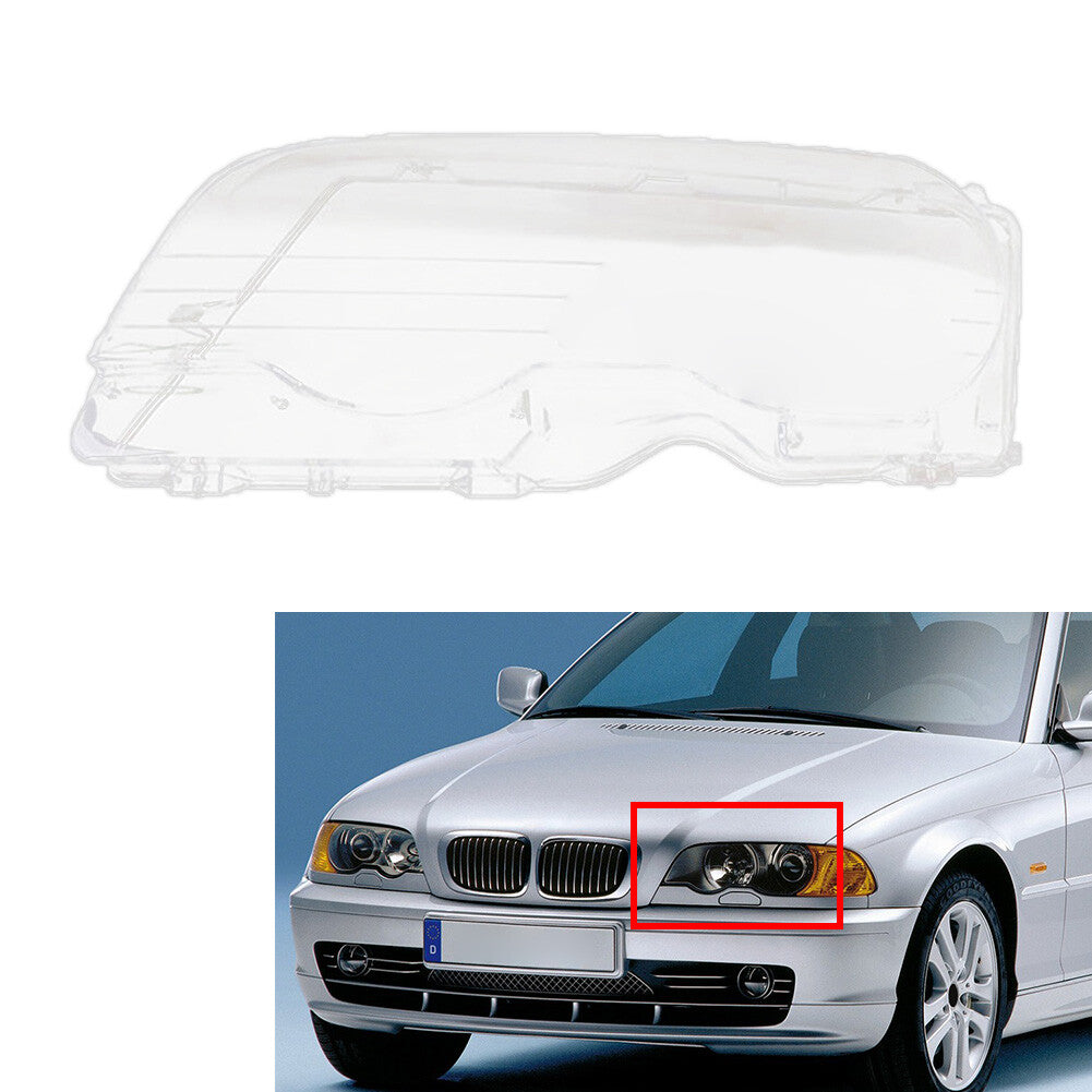 Front Headlight Lens Cover Left for BMW 3 Series E46 2 Door 1999-03 Transparent