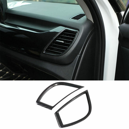 2for Kia Seltos 2020-2023 Carbon Fiber Console Side Air Vent Outlet Frame Trim