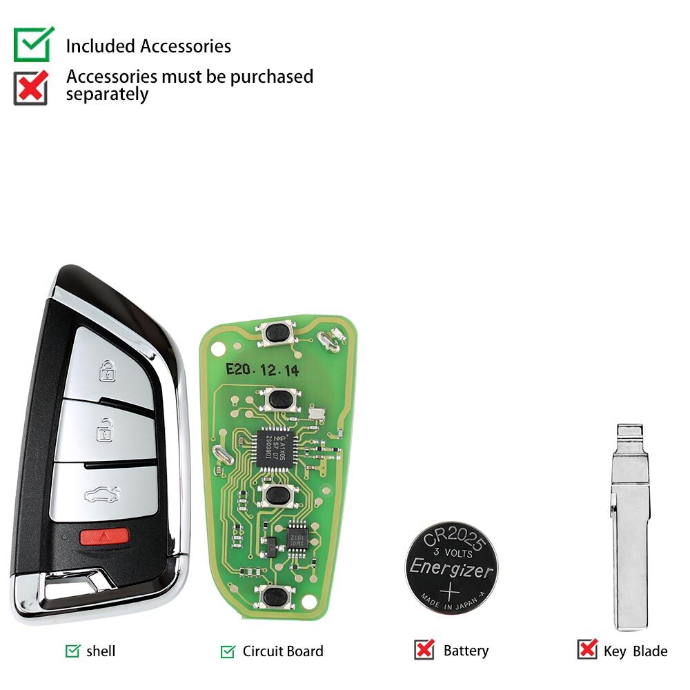 5PCS for Smart Remote Key 4 Buttons XSKF20EN for VVDI for Mini Key Tool  VVDI2