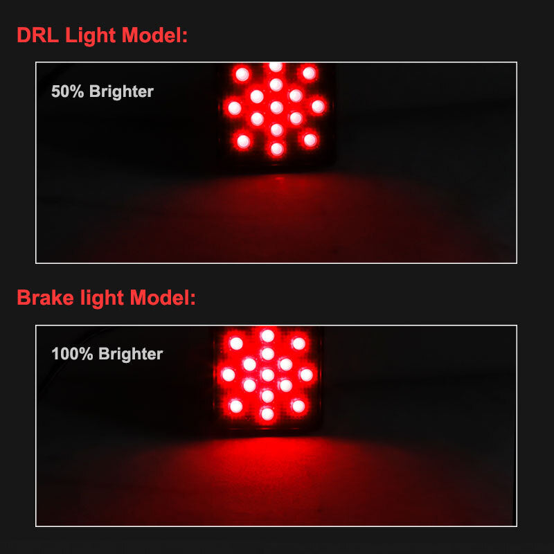 2 inch Smoked Lens 15-LED Brake Light Trailer Hitch Cover Fit Towing Hauling
