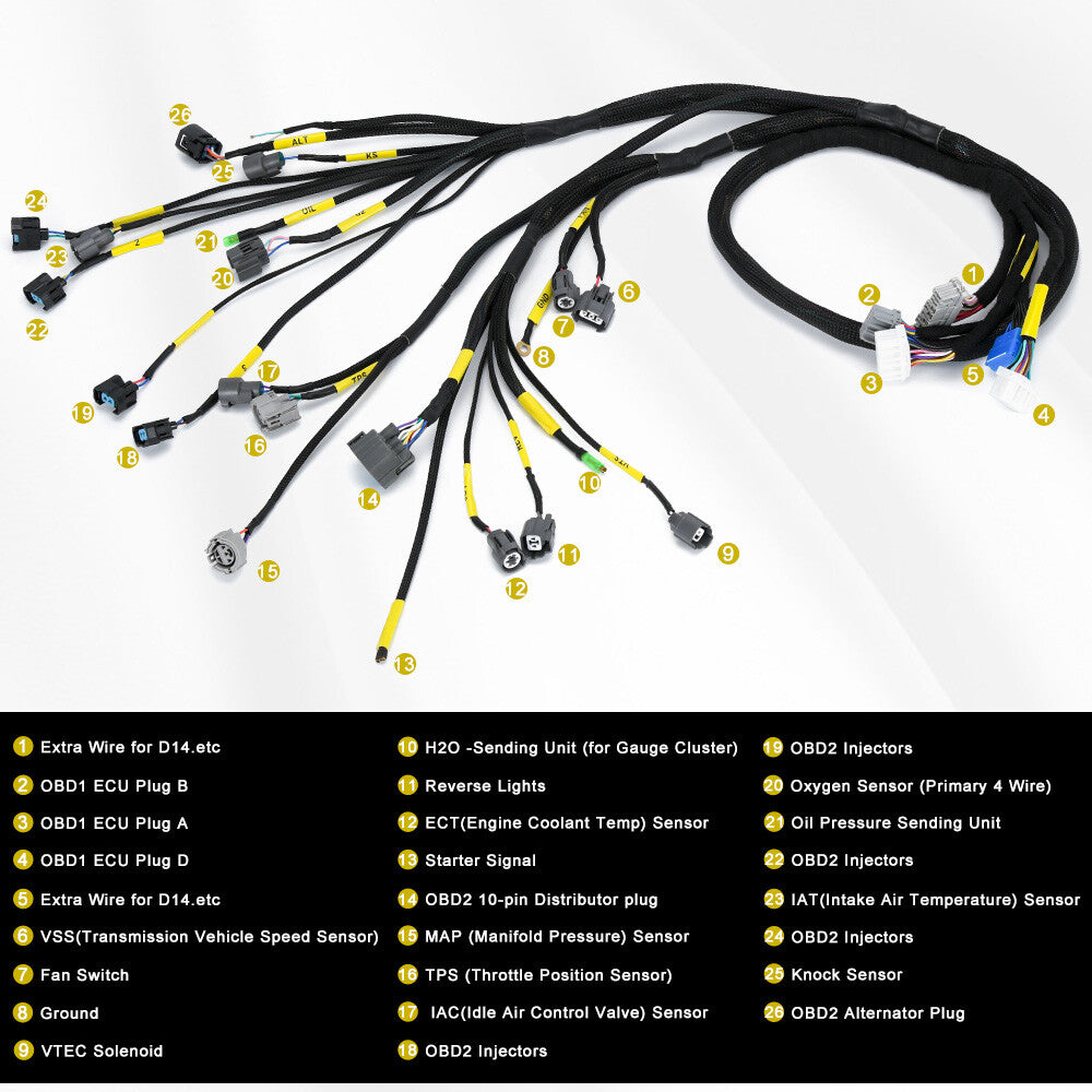OBD2 Engine Harness Wire Set For 92-00 for Honda for Civic for Acura Integra B16 B18 D16