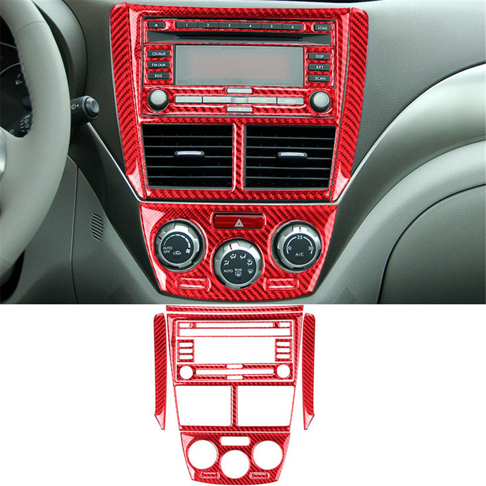11Pcs Red Carbon Fiber Center Console Trim for Subaru Forester 2009-2013 TypeA