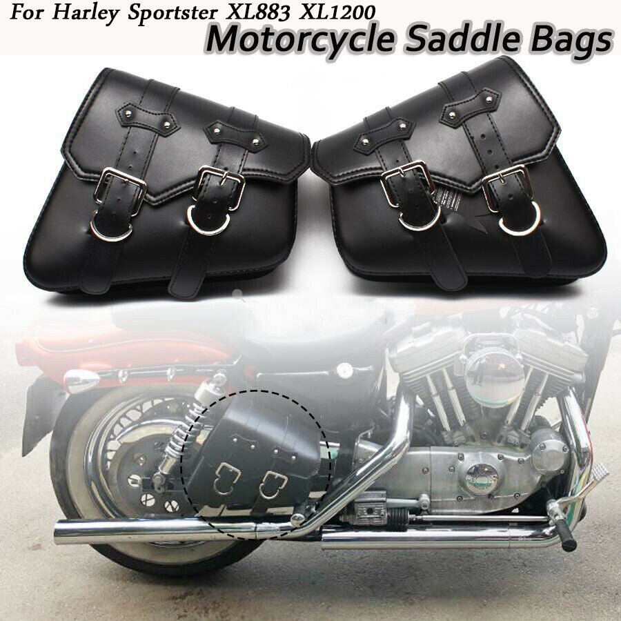 2-Piece Polyurethane Synthetic Leather Motorcycle Saddlebag Tool Bag for Harley Sportster XL 883 1200