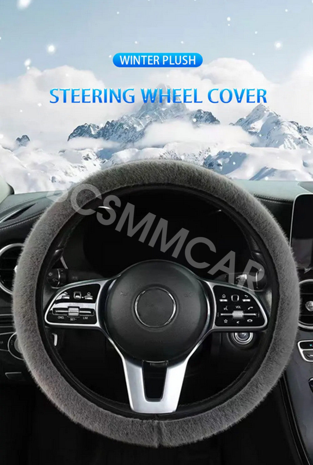 Plush Fluffy Car Steering Wheel Cover Protector Soft Winter Warmer Anti Slip