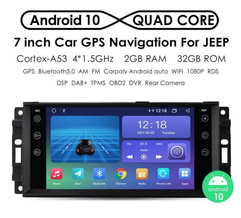 7 Android 10.1 Stereo Radio GPS Carplay WiFi for Jeep for Chrysler for Dodge