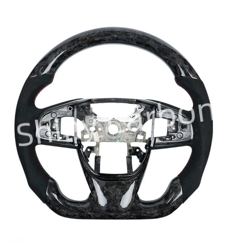 Forged carbon fiber steering wheel with Alcantara trim for Honda for Civic 10, generations 16-21.