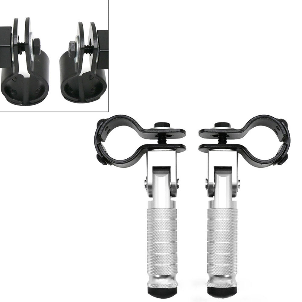 Folding Rearsets Folded Motorbike Footrest Bicycle Foot Pegs Pedal Silver 2 x UK