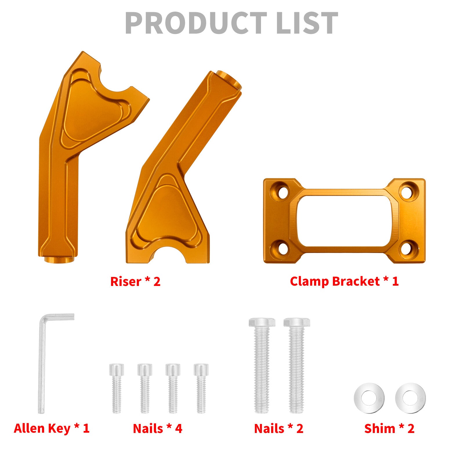 1 Handlebar 6 Gold Riser Clamp Kit for Harley Softail Street Bob Low Rider ST