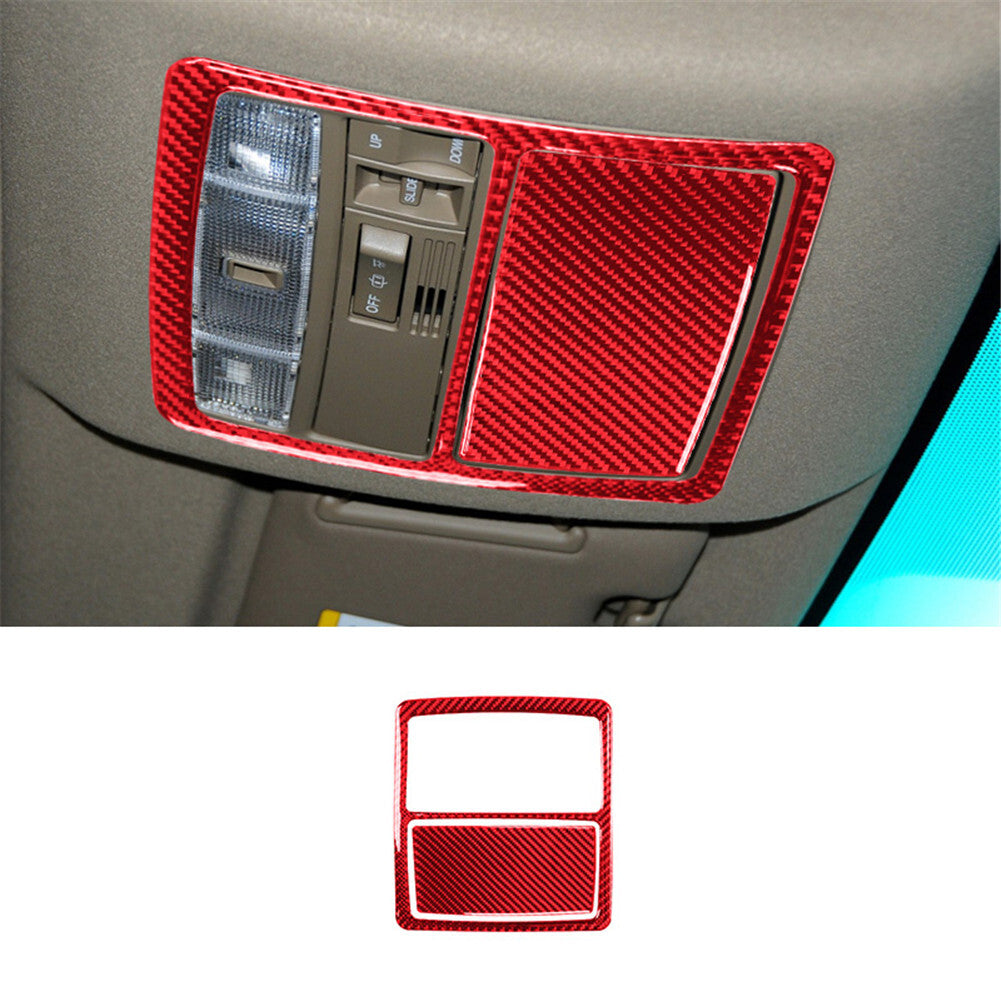 Red Carbon Fiber Reading Lamp Frame Cover Trim for Toyota Highlander 2008-2013