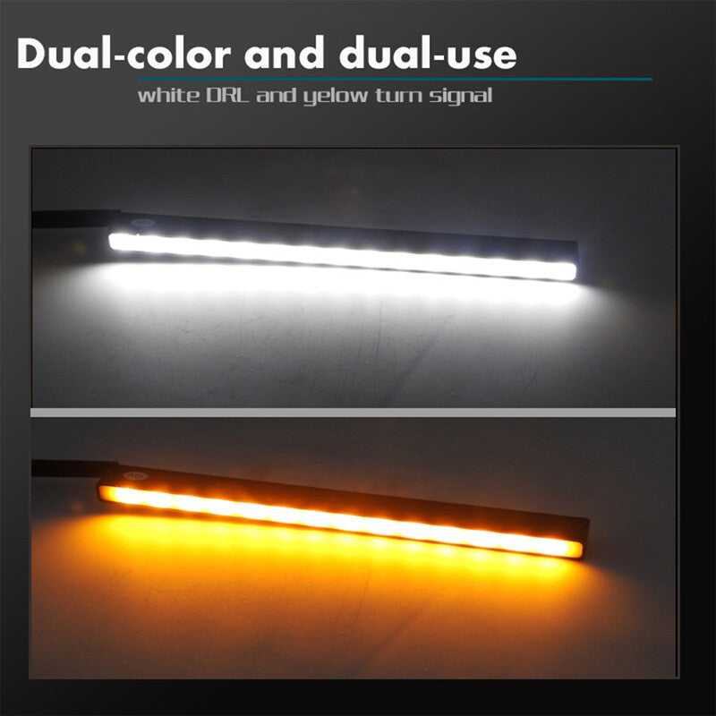 2-Piece Ultra-Thin Switch White/Amber LED DRL Daytime Running Fog Light Kit