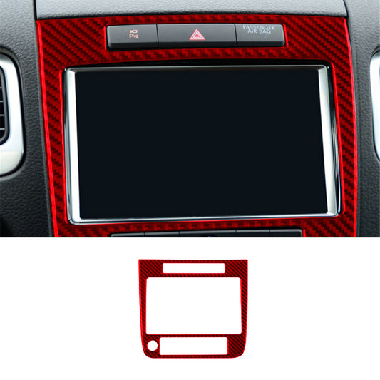 Red Carbon Fibre Navigation Area Trim Panel for VW Touareg 2011-2018 Type B