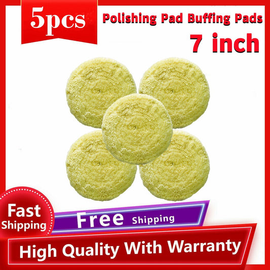 Polishing Pads, 7-inch, 5-pack, Wool Hook Cushion Pads for Car Polishers