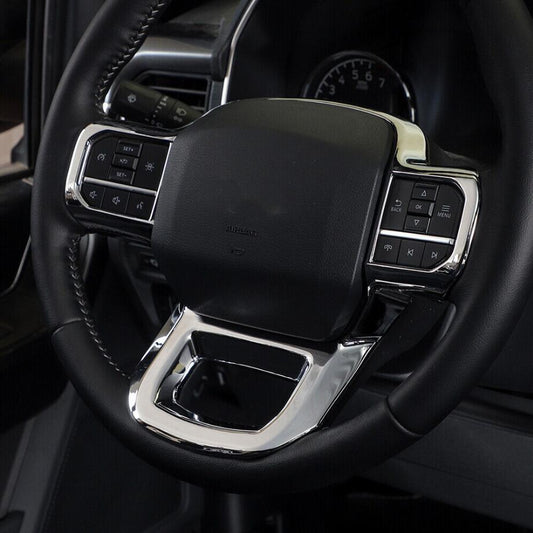 Automotive steering wheel panel cover trim for Ford F150 F-150 21-23 chrome alloy accessories