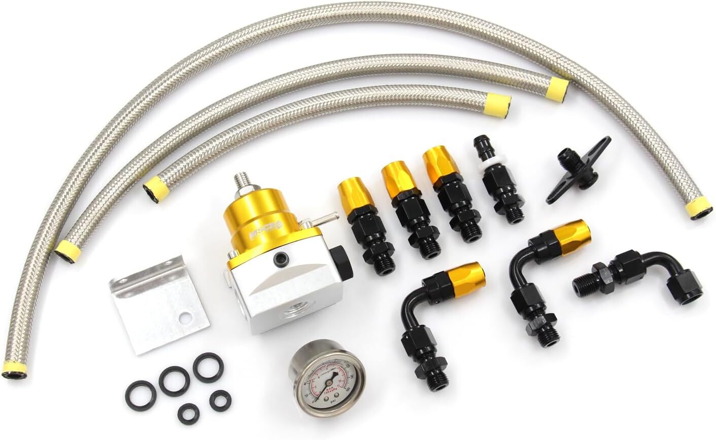 Adjustable universal EFI fuel pressure regulator 0-100psi fuel pressure gauge