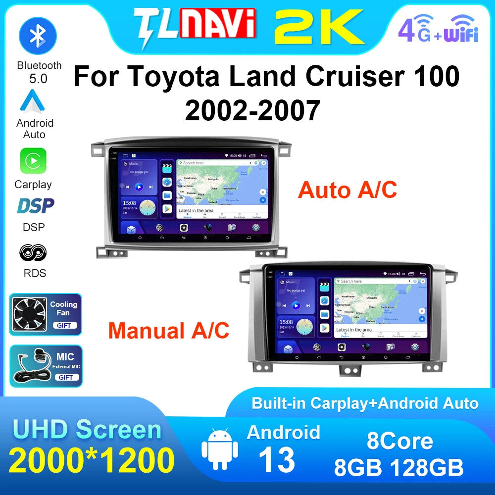 for Toyota for Land Cruiser 100 LC100 2002-2007 CarPlay Car Radio GPS Player Screen