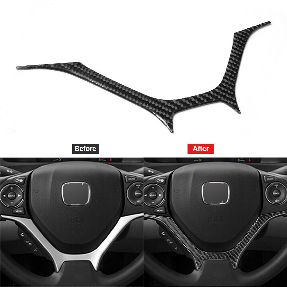 Carbon Fiber Steering Wheel Button Panel Trim Cover for Honda for Civic Coupe