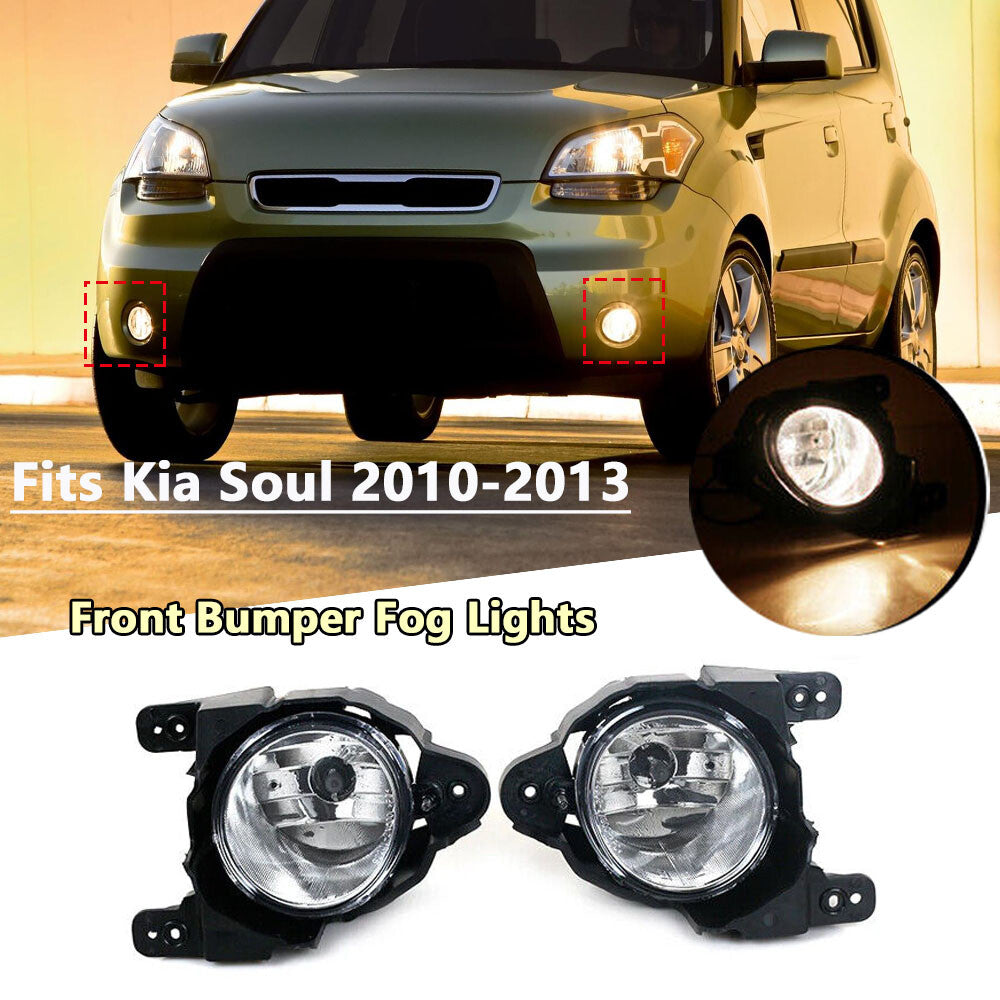 for KIA Soul 2010-2013 Front Clear Bumper Fog Lamp DRL Daytime Running Lamp Pair
