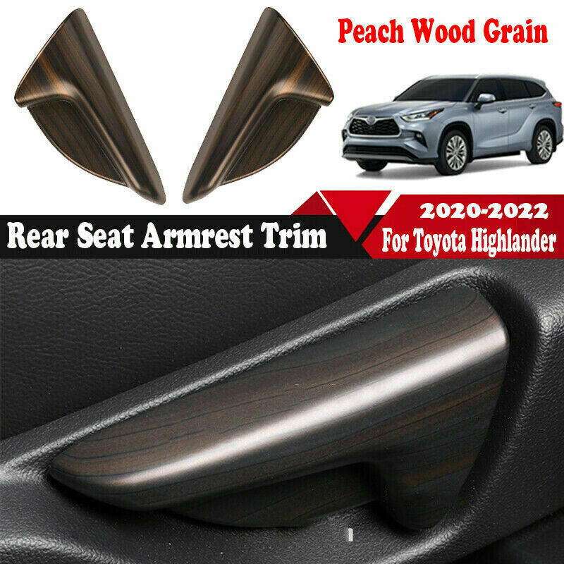 Wood Grain Rear for Seat Armrest Handle Cover Trim for Toyota Highlander 2020-2023