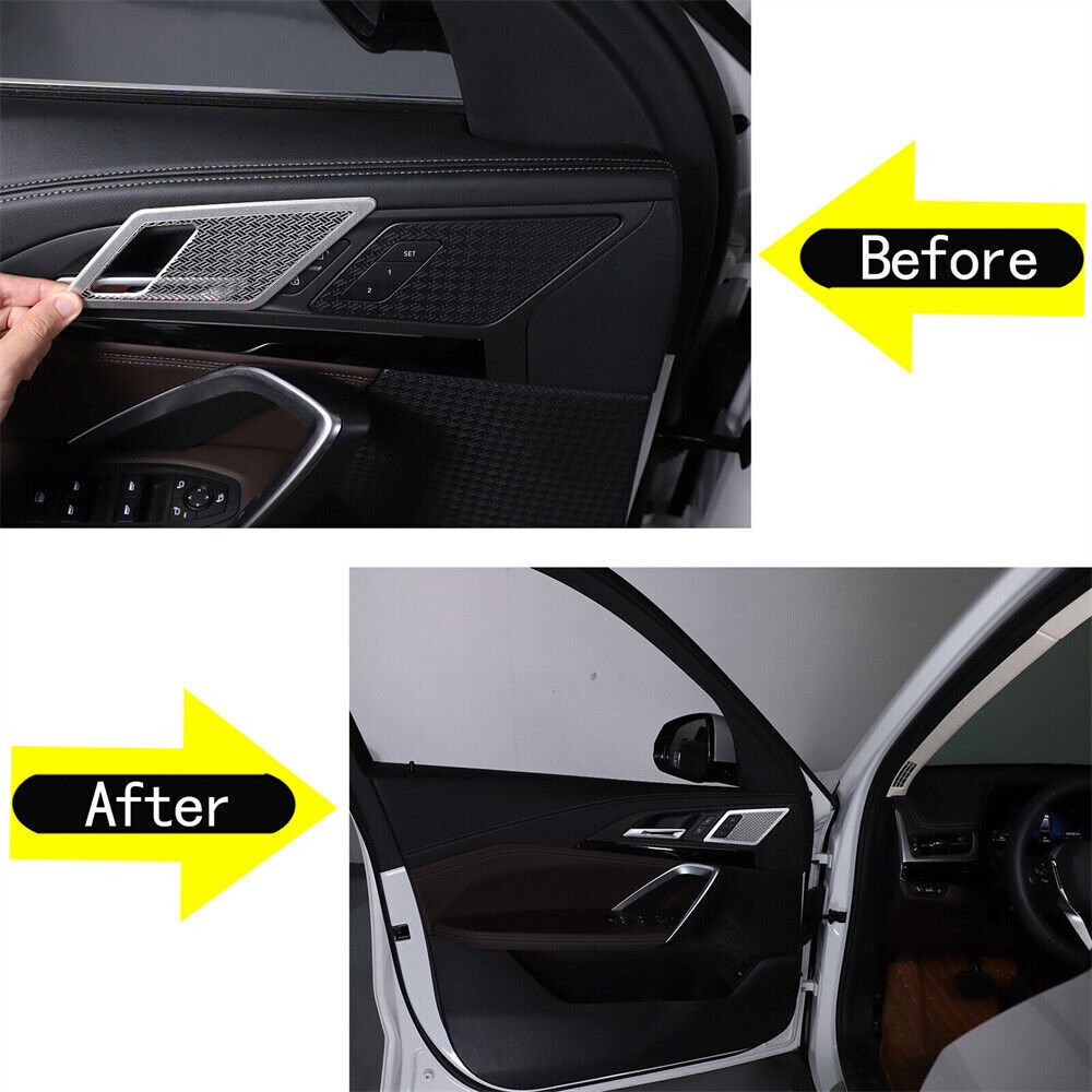 Silver Steel Inner Door Handle Horn Speaker Net Cover Trim for BMW X1 2023-2025