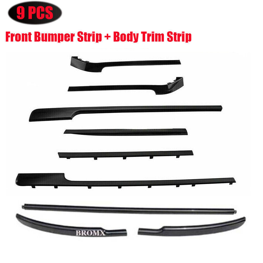 Front Bumper Strip+Body Trim Strip Kits Fit for Range Rover L405 2013-2017 Black
