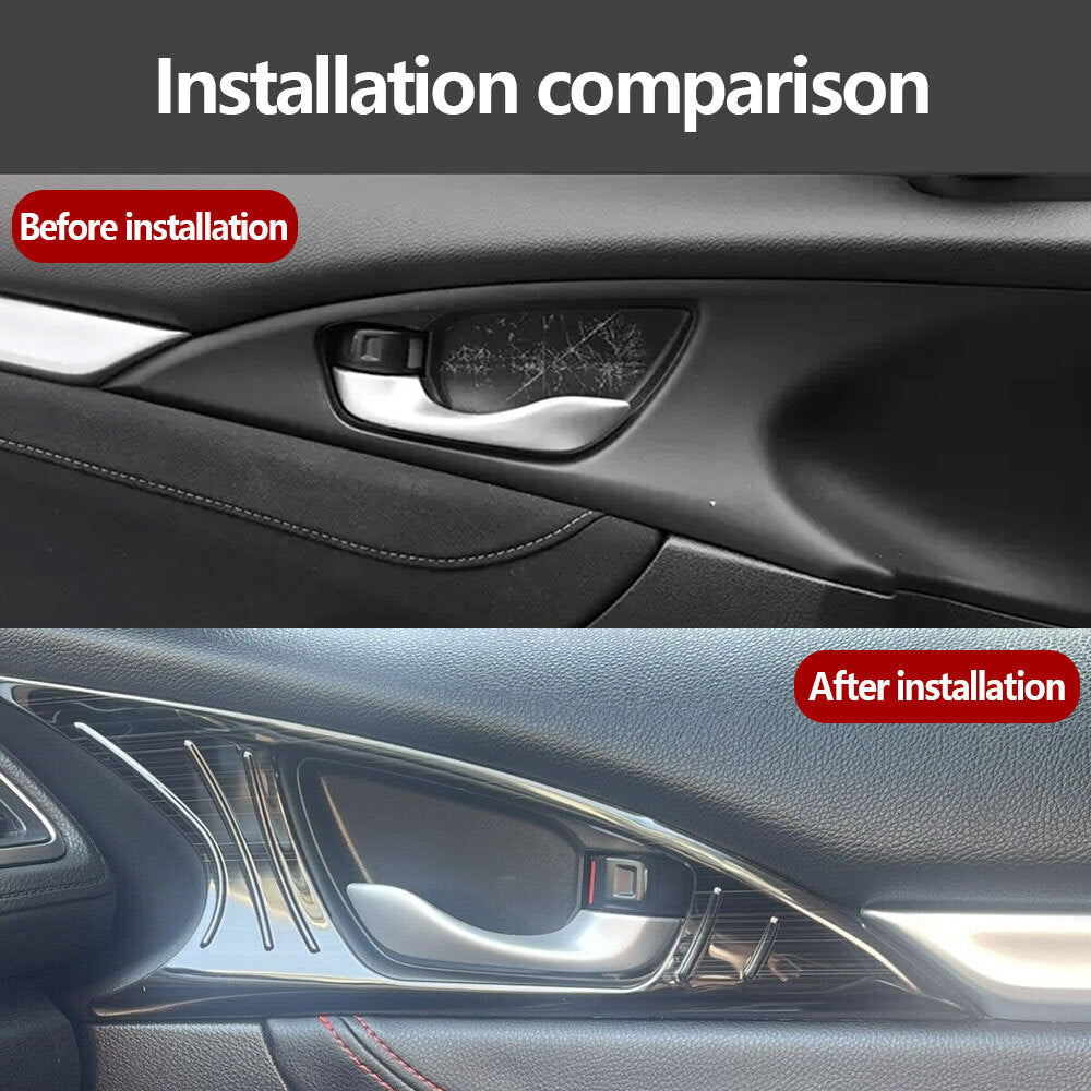 Steel Black Titanium Inner Door Handle Cover Trim for Honda for Civic 10th 2016-2020