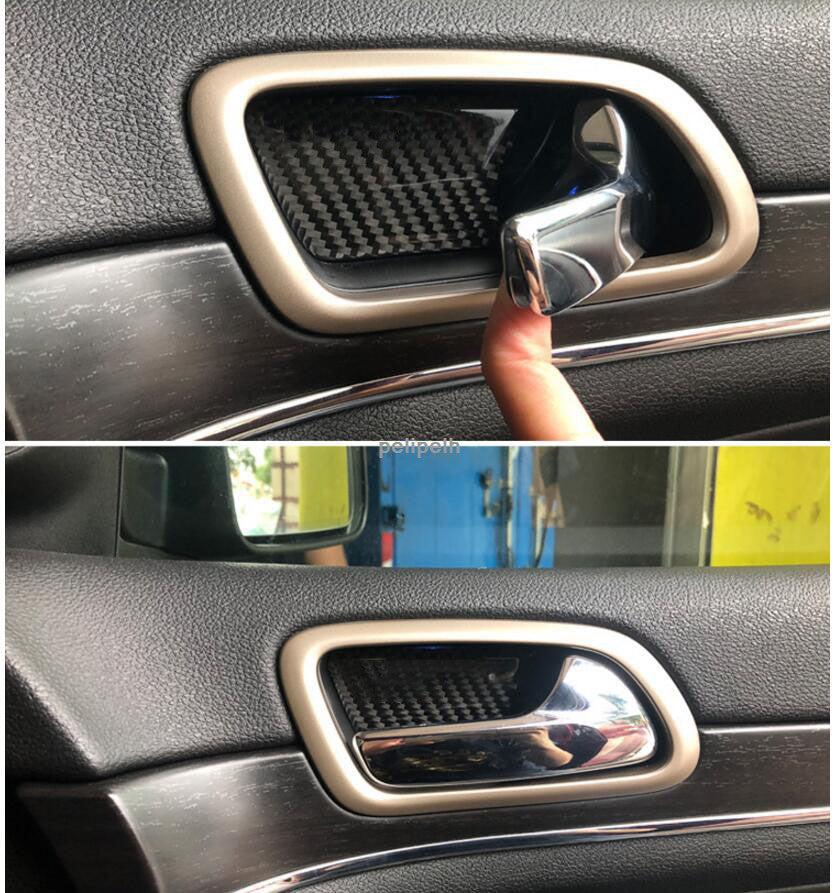 Soft Carbon Fiber Inner Door Handle Bowl Frame for Jeep Grand Cherokee 2014-2022