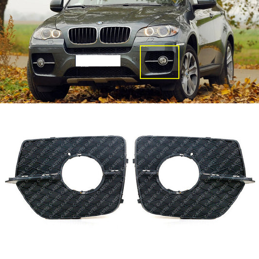 Suitable for BMW X6 E71 2008-2014, dual front bumper decorative mesh fog light grille.