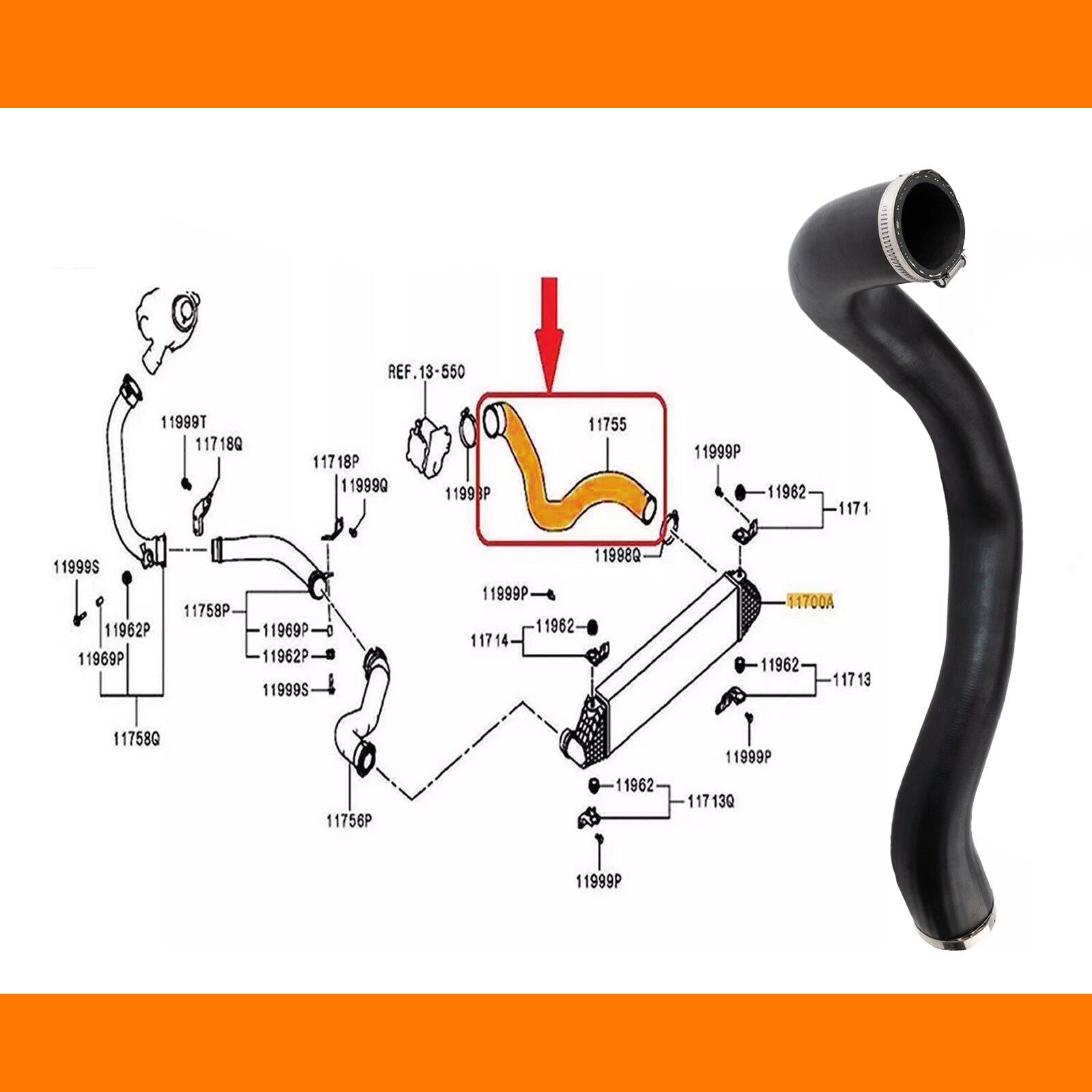 Suitable for Mitsubishi Outlander 2.2Di D 1505B318 1505A568 turbo intercooler hoses