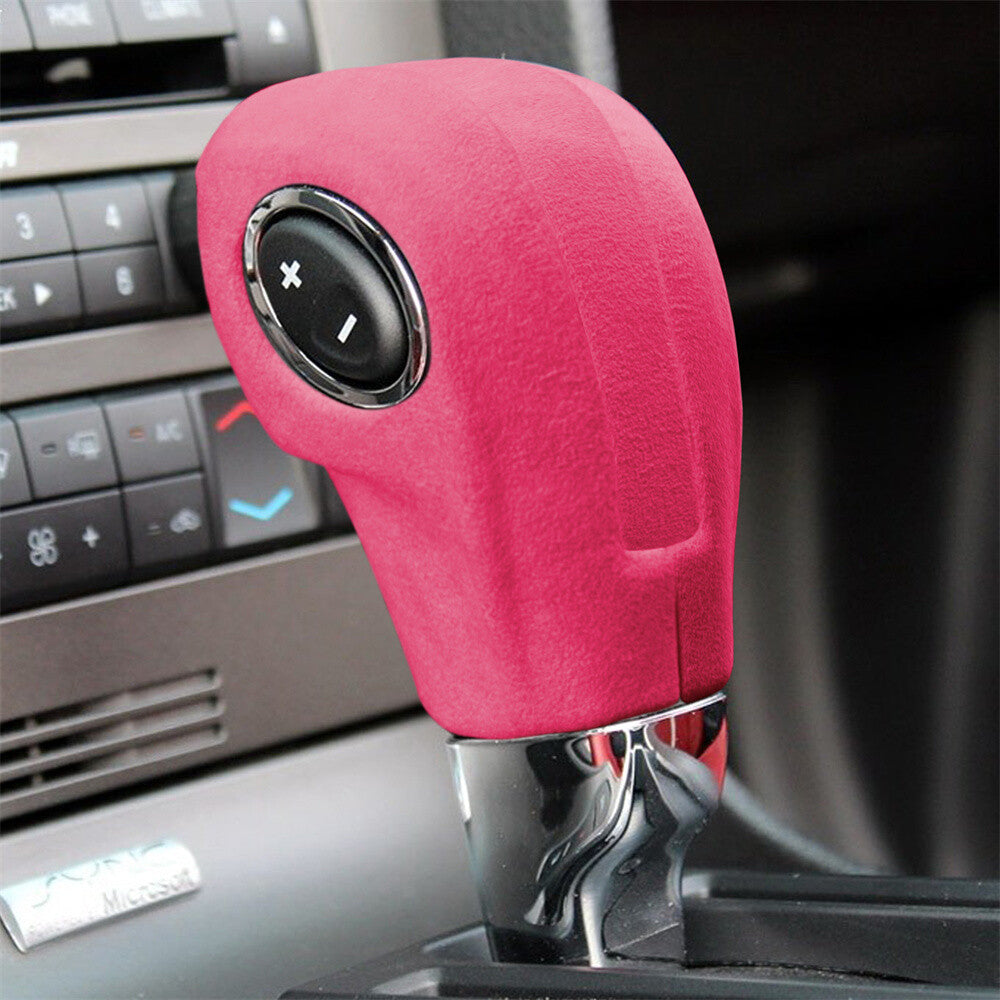 for Ford for Mustang 2009-2013 Interior Gear Shift Knob Cover Accessories Suede Pink