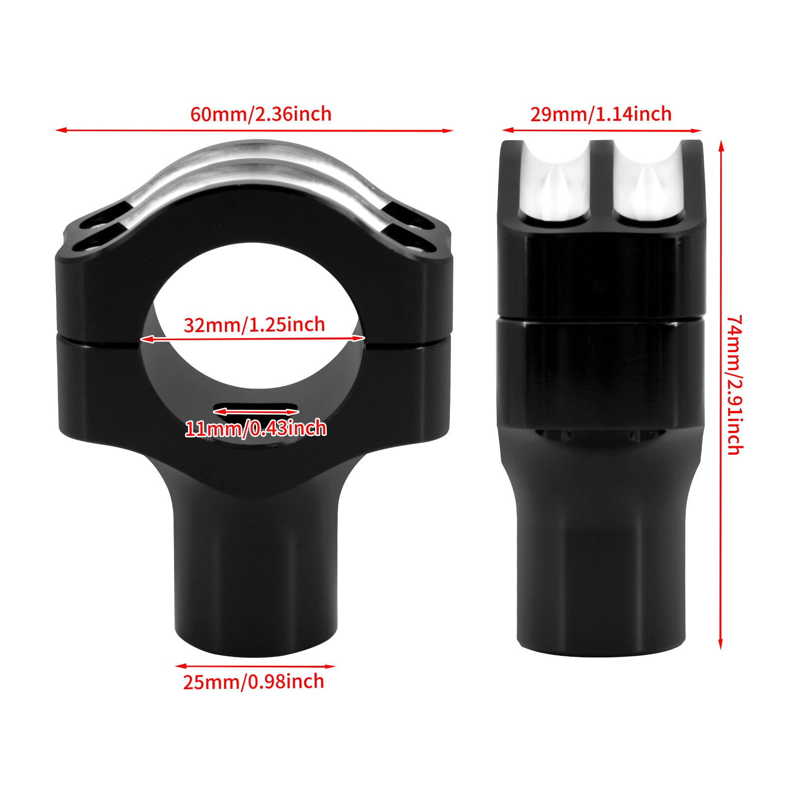 Aluminum Black Handlebars Riser Clamp Fits for Harley 1.25 Handlebars Models