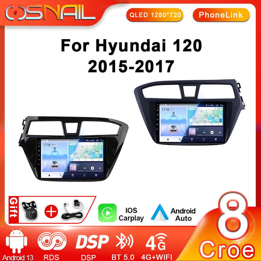 for Hyundai i20 2 II GB Android Auto CarPlay Car Radio GPS Video Player Screen