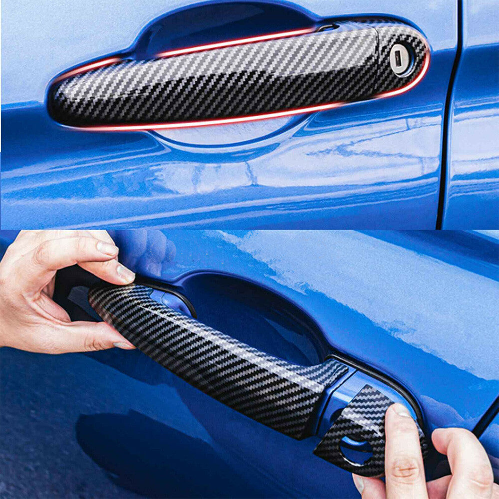 Carbon fiber Car Side Door Handle Cover Trim for BMW 328d xDrive 330i 2005-2019