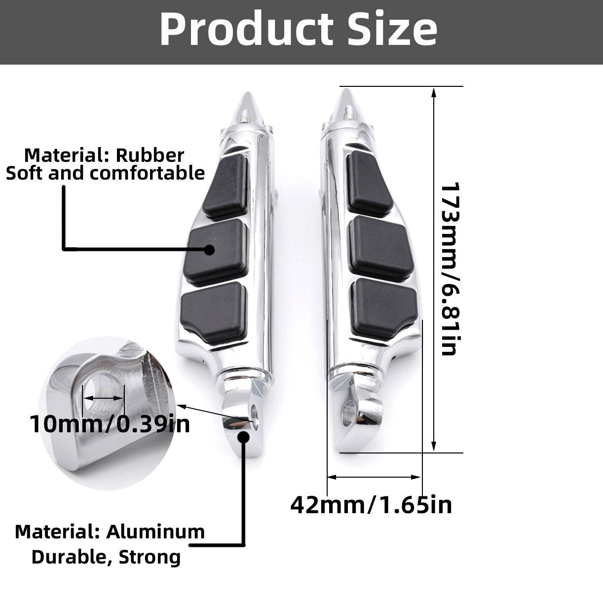 Motorcycle Chrome Spike Passenger Foot Pegs Fit for Harley Softail Dyna Touring