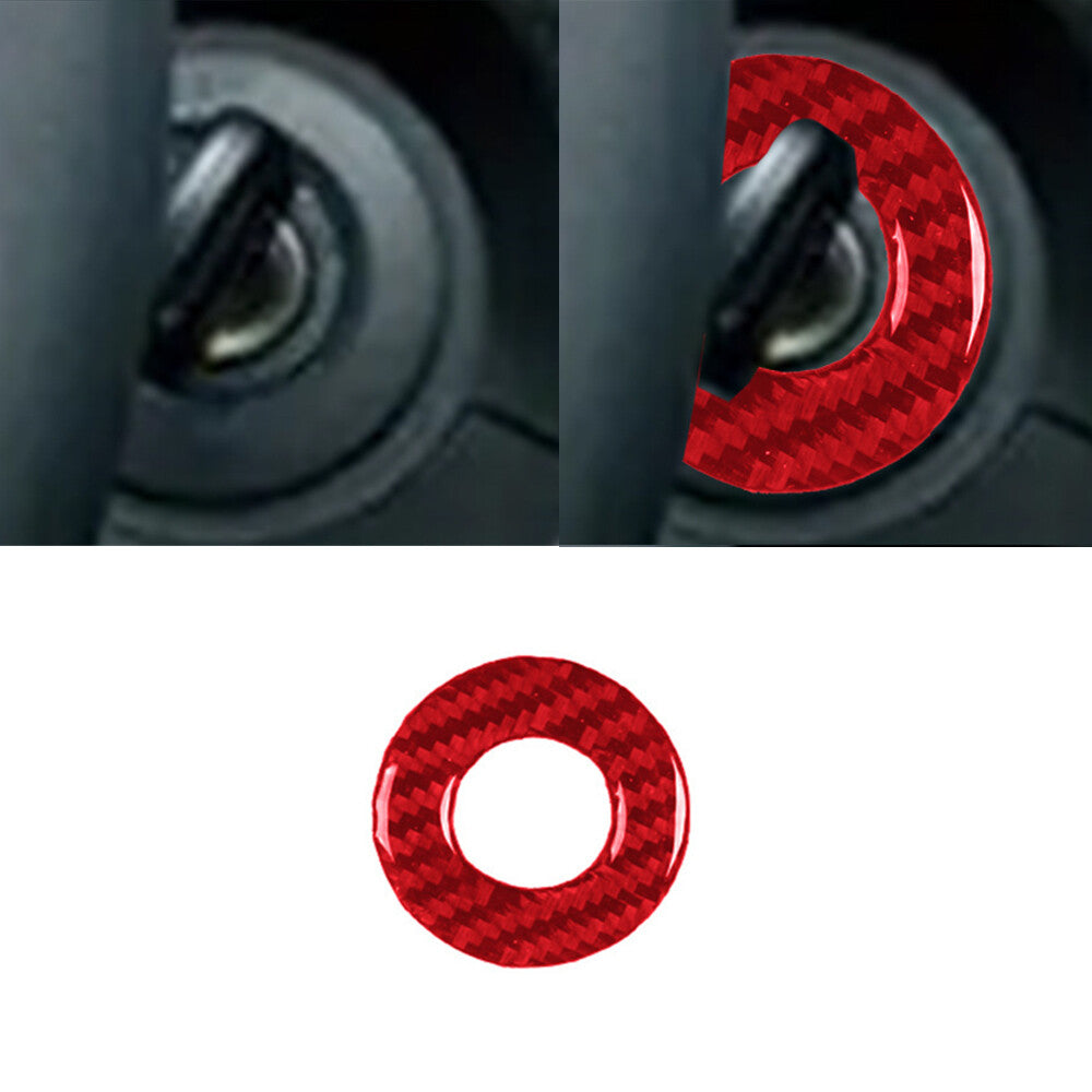 Red Carbon Fiber Ignition Switch Button Ring Cover For Toyot@ FJ Cruiser 2007-21