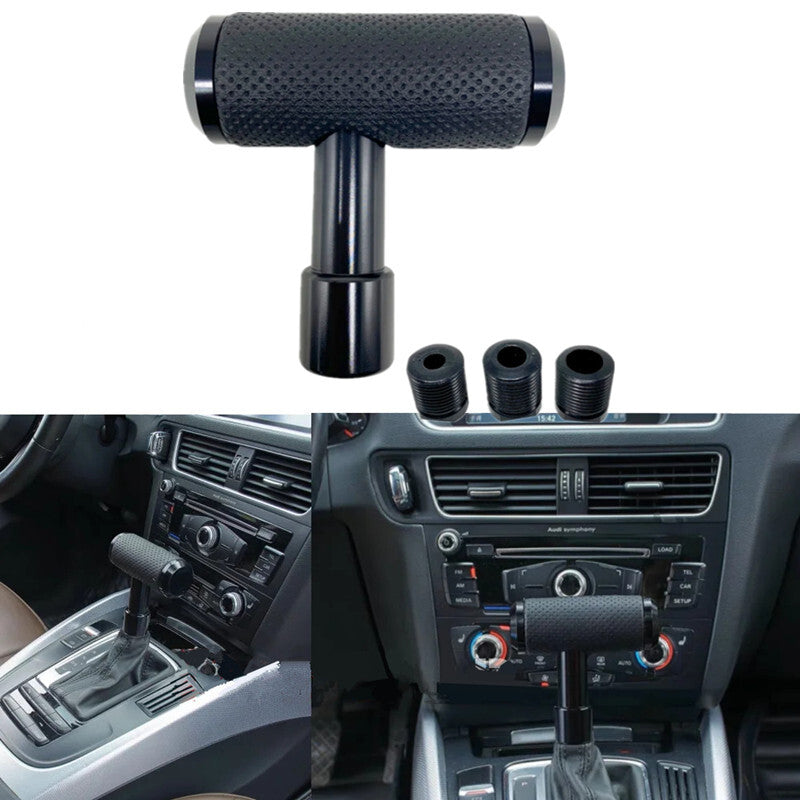 Black Car Leather Aircraft Joystick Shift Knob T Type Shift Manual Lever Knob