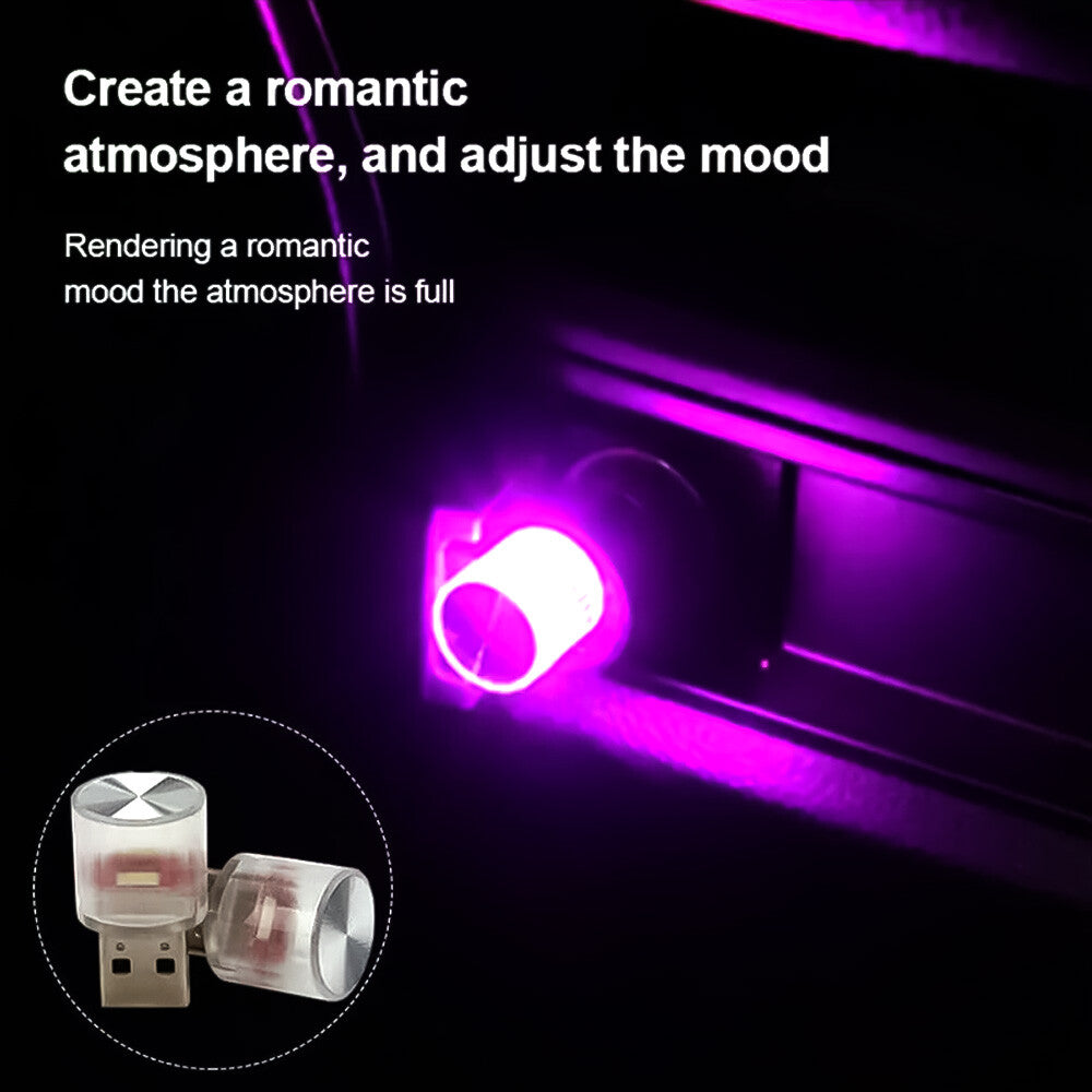 2 Pcs 7 Color Car Interior Accessories for Mini USB LED Light Neon Atmosphere Parts