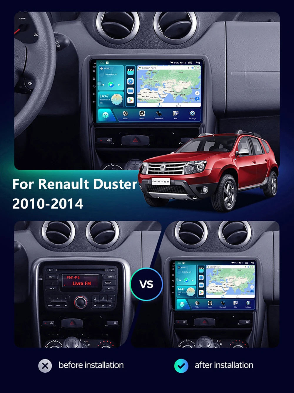 CarPlay Car Stereo Radio for Renault Duster for Nissan Terrano GPS Player Screen