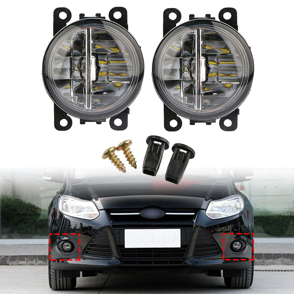 2-piece front bumper fog lights and driving lights for Ford Explorer 2011-2015 LED transparent L+R