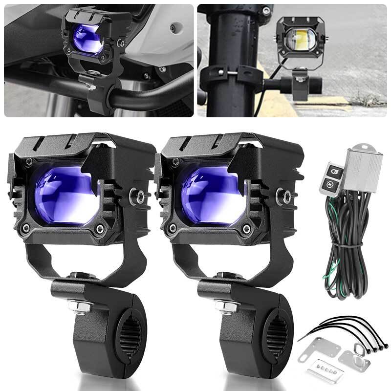 90W 10000LM LED Motorcycle ATV Driving Fog Spot Light Auxiliary Lamp White+Amber