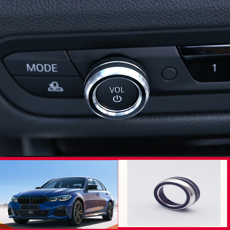 1x Black Car Volume Switch Button Ring Trim for BMW 3 Series G20 330i 2019-2020